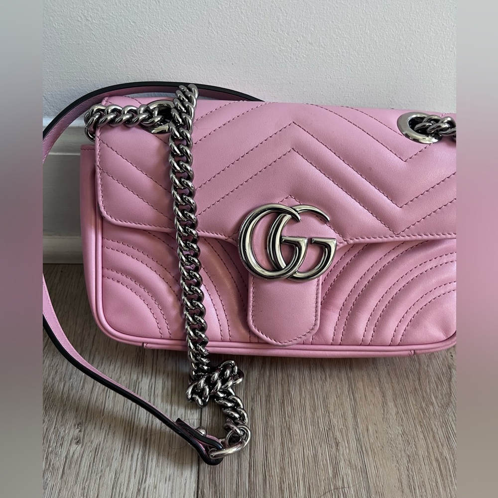 Pink Quilted Gucci marmot Chain Shoulder Bag